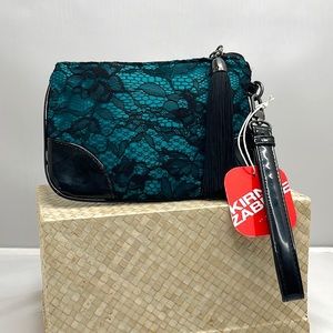 Black/Teal Lace tassel pouch wristlet bag 🖤